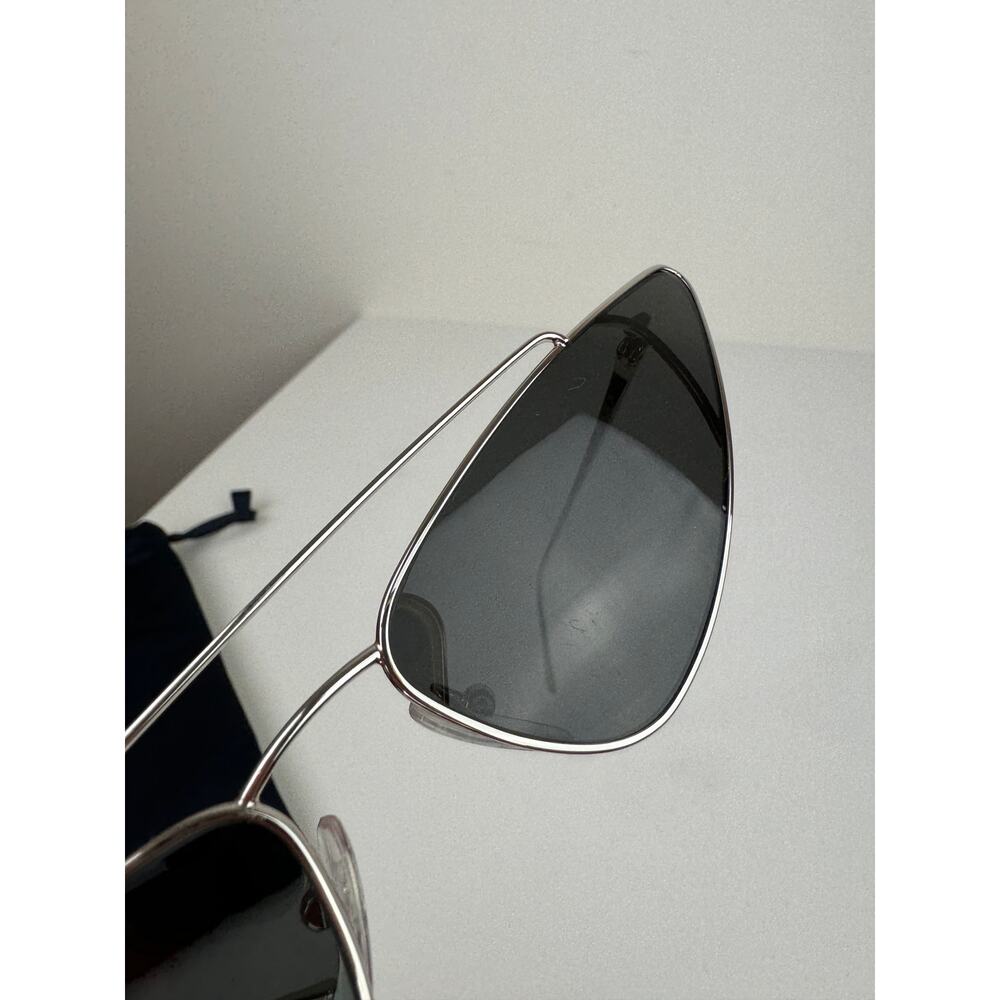 Prada SPR 63U Silver Metal Frame Dark Gray Lens Fashion Cat Eye Sunglasses RARE - Picture 11 of 11